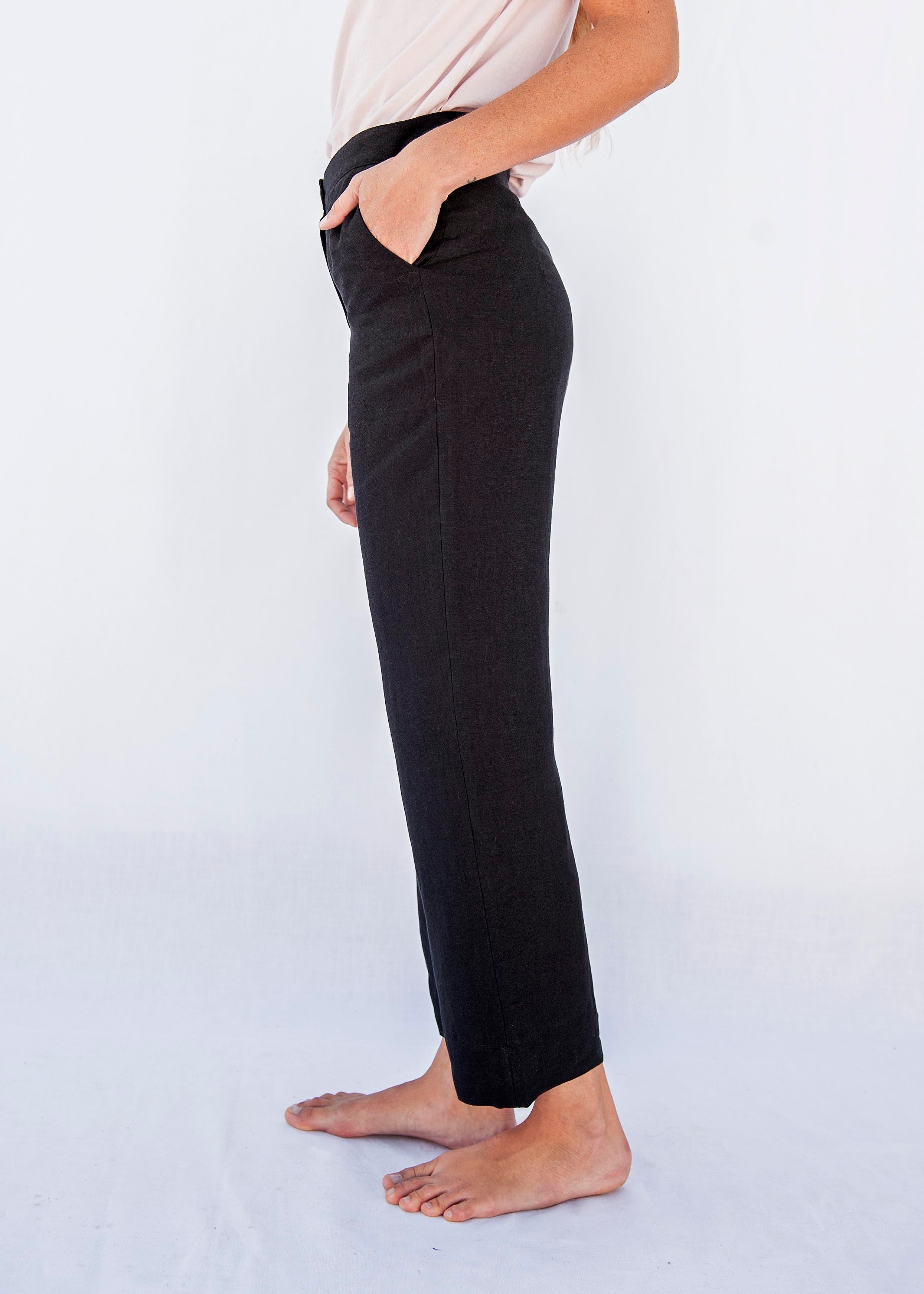 Olivia Linen Trousers Black