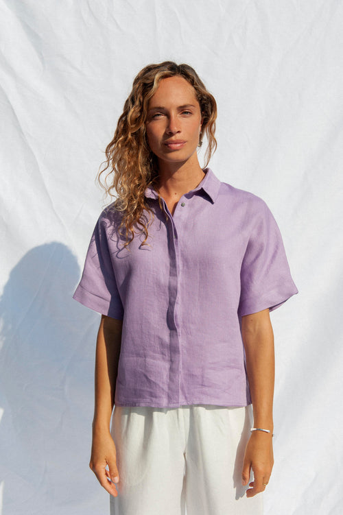Linen Blouse Tona Lilac