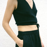 Yara Wrap Top Black