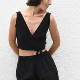Yara Wrap Top Black